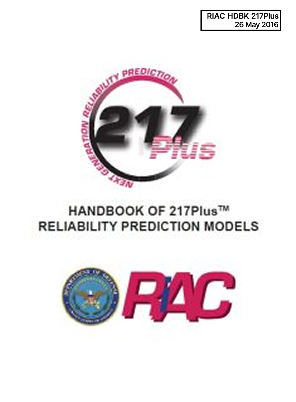 Handbook of 217Plus reliability models with RAC logo