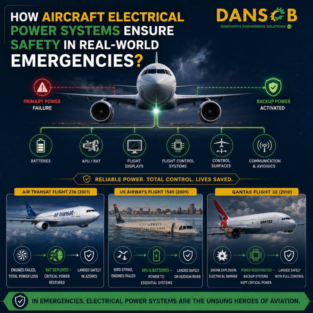 Aircraft Electrical Power Systems​ Ensure Safety in Real-World Emergencies